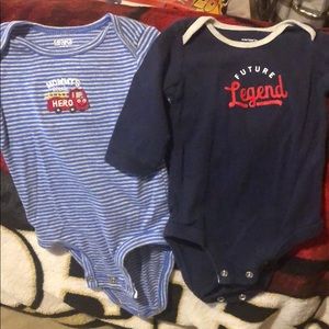 2 adorable Carter’s 3 month boy onesies .